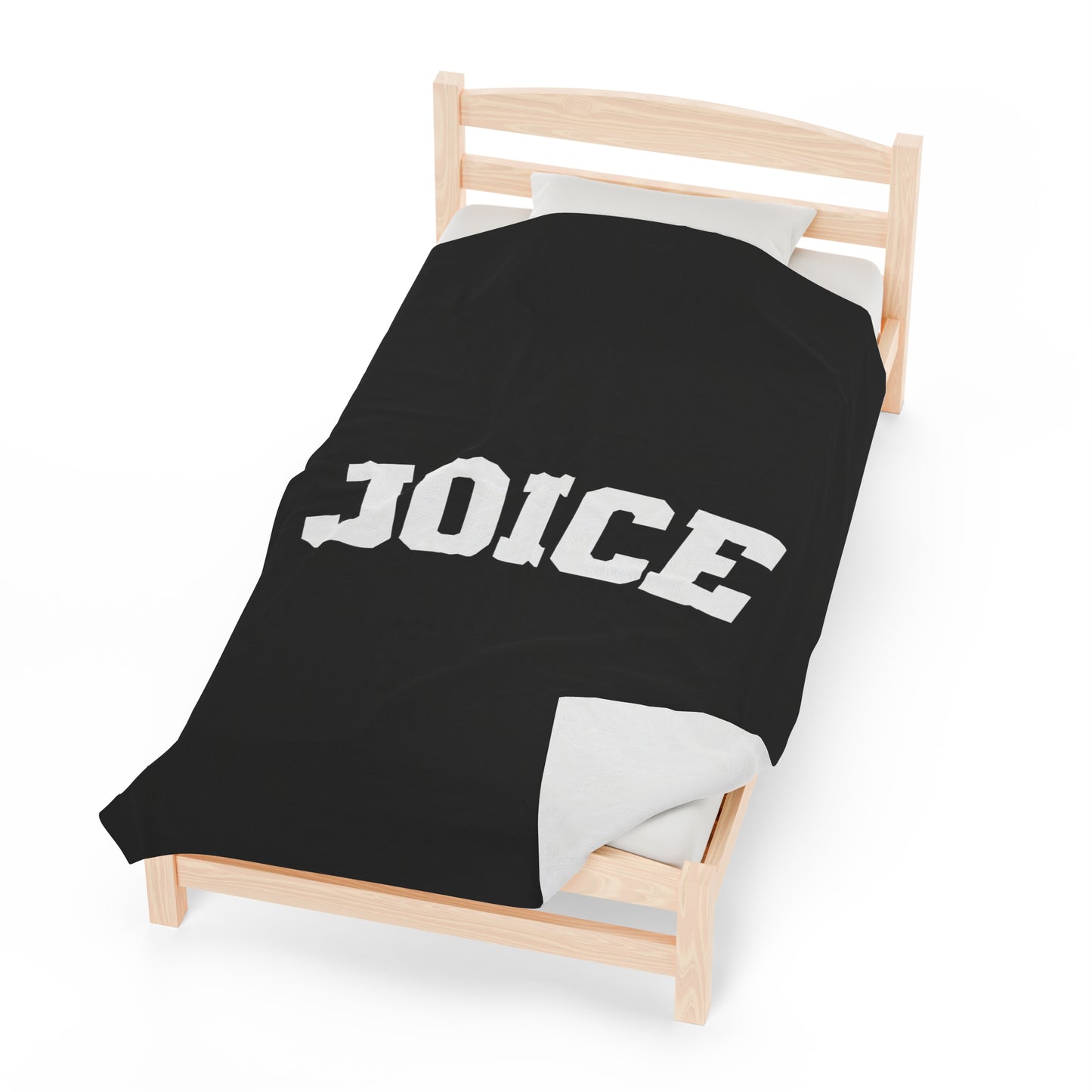 JOICE (white design) on Black Velveteen Plush Blanket