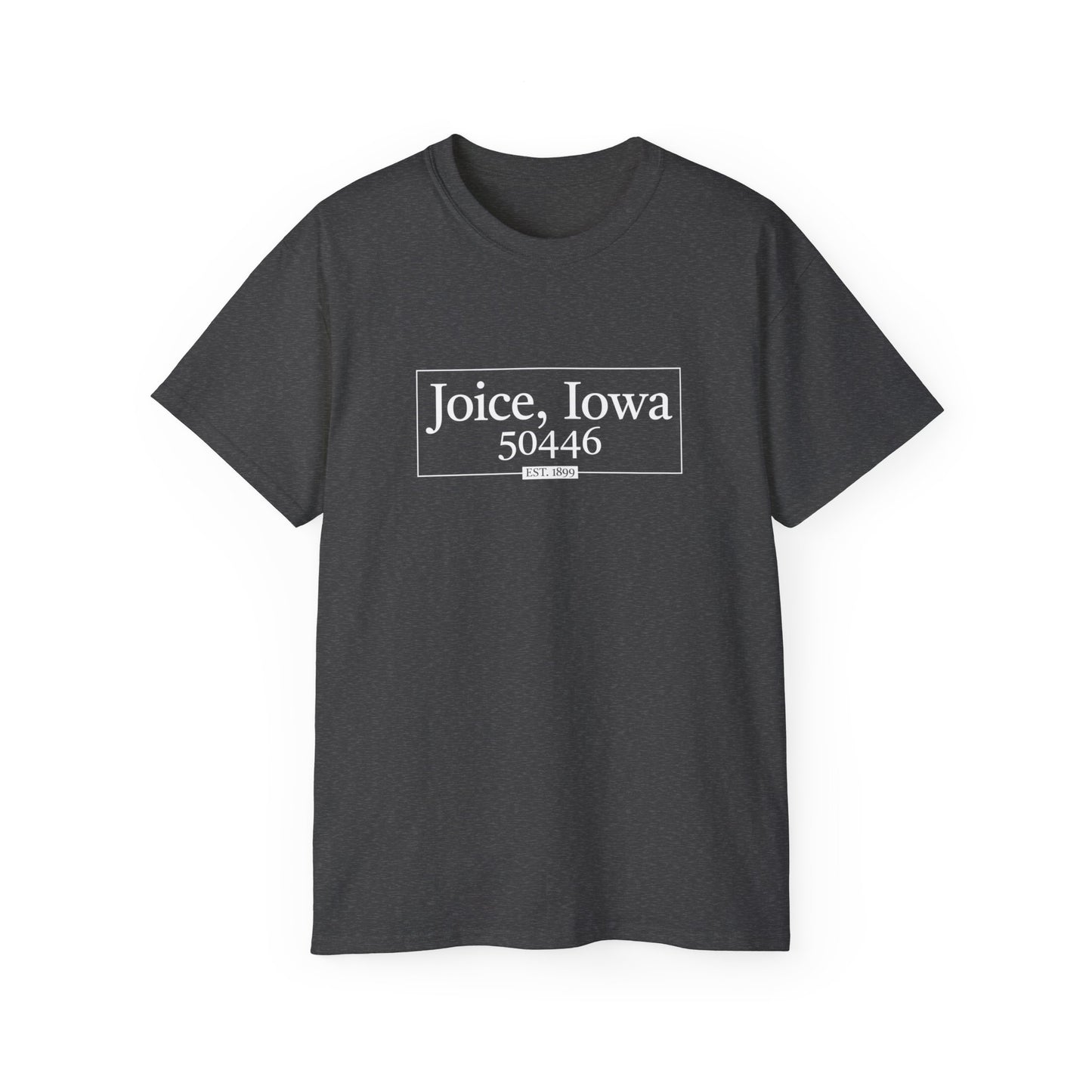 Joice, Iowa Est. 1899 Boxed (White Design) on Unisex Ultra Cotton Short Sleeve Tee