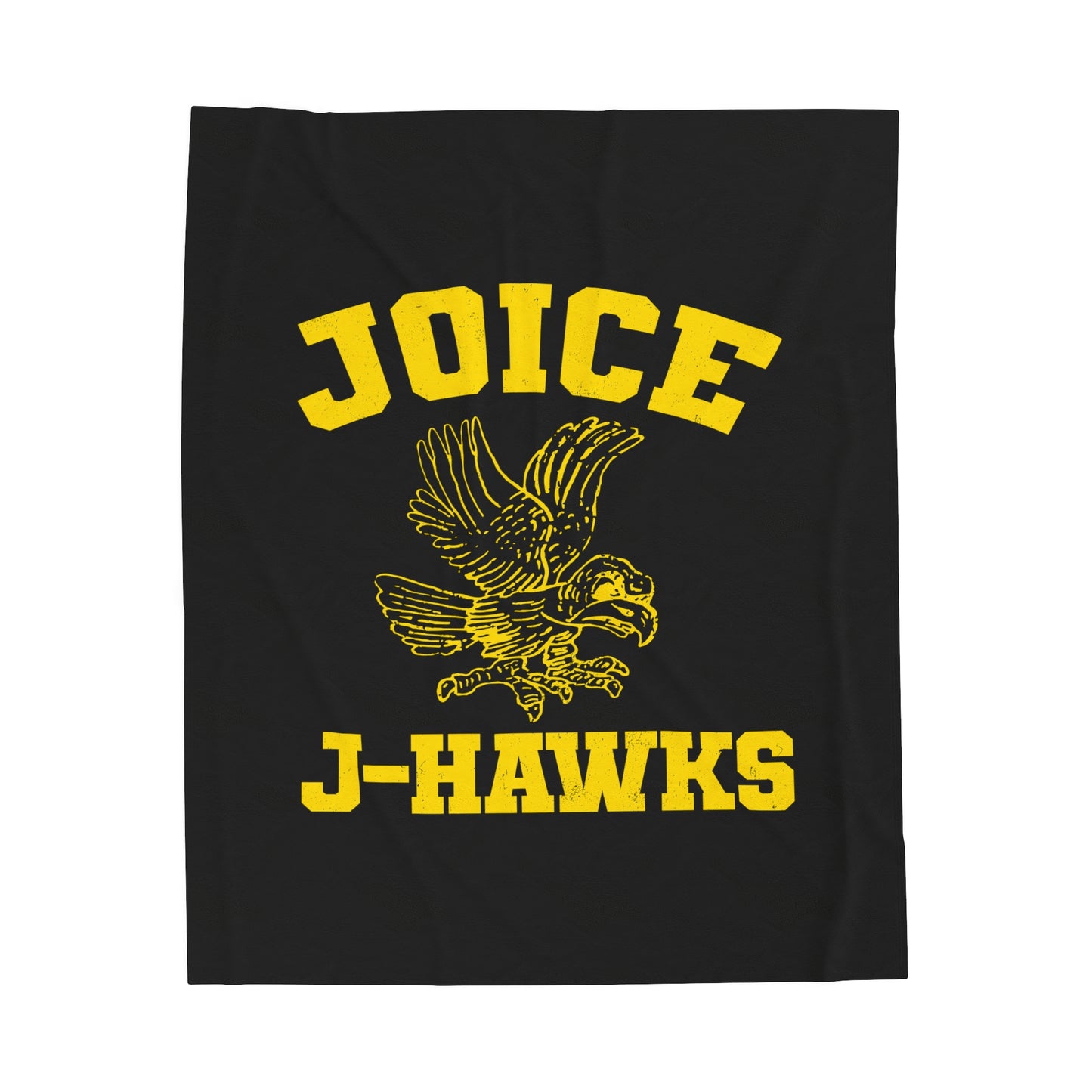 Throwback Joice J-Hawks (worn yellow design) on Black Velveteen Plush Blanket