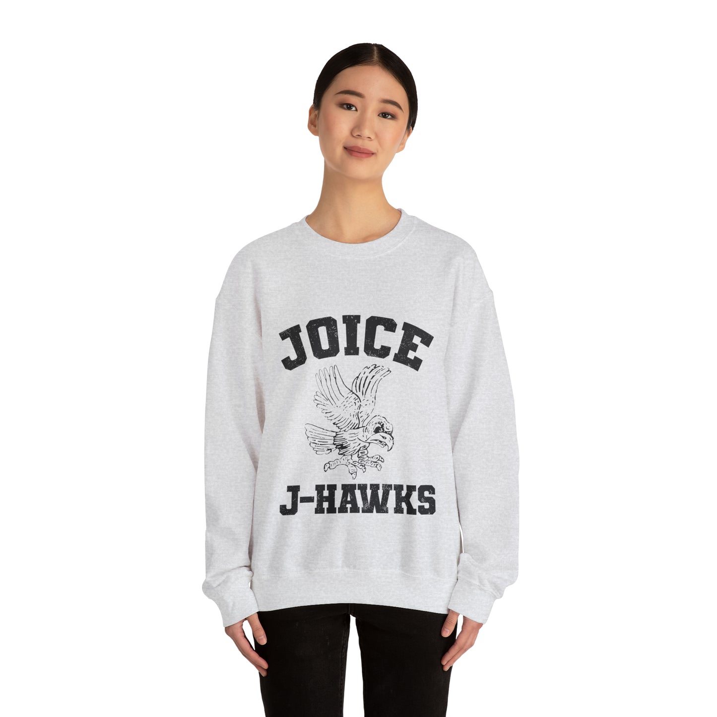 Throwback Joice J-Hawks (worn black design) on Unisex Heavy Blend™ Crewneck Sweatshirt