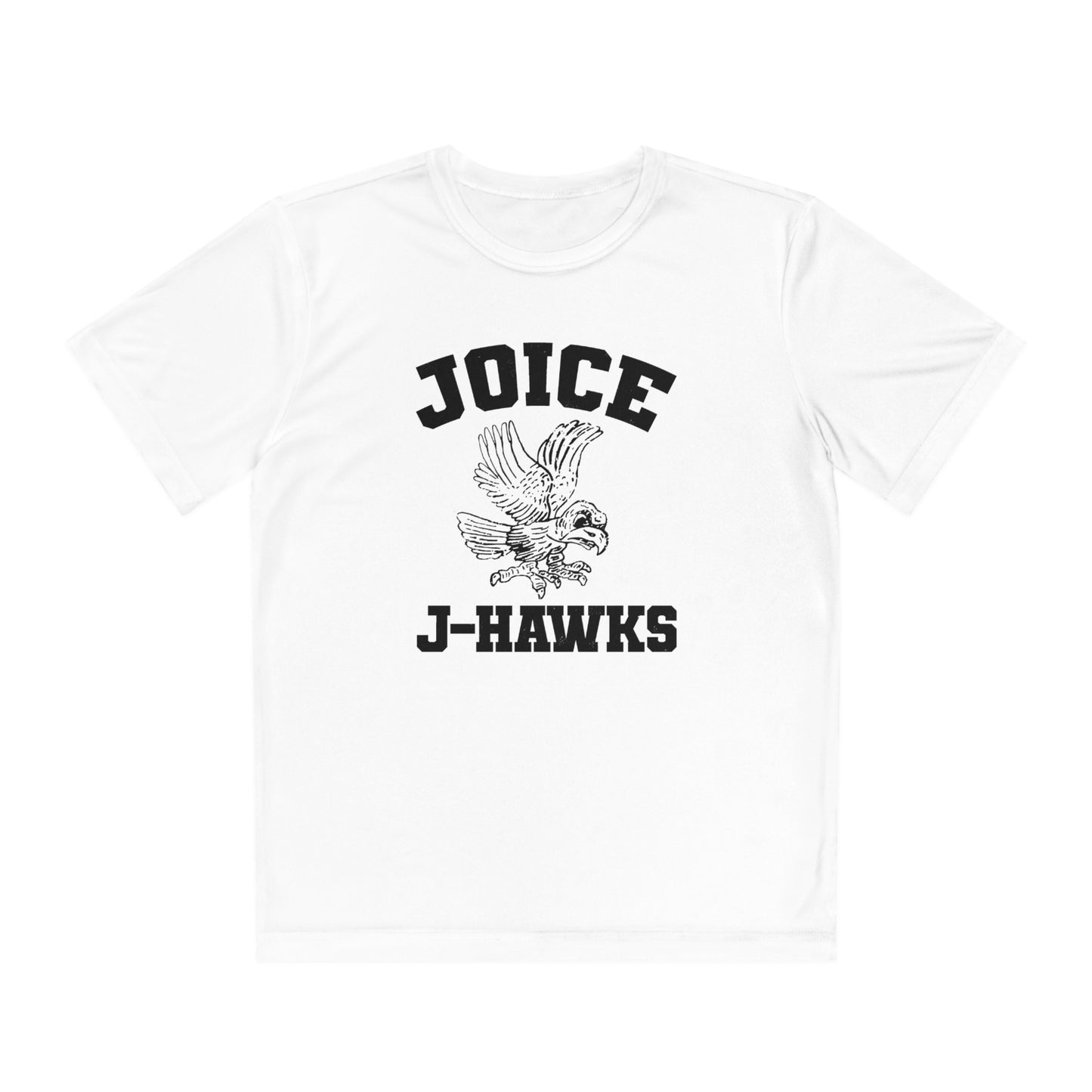 Kids' Throwback Joice J-Hawks (worn black design) on Youth Competitor Tee