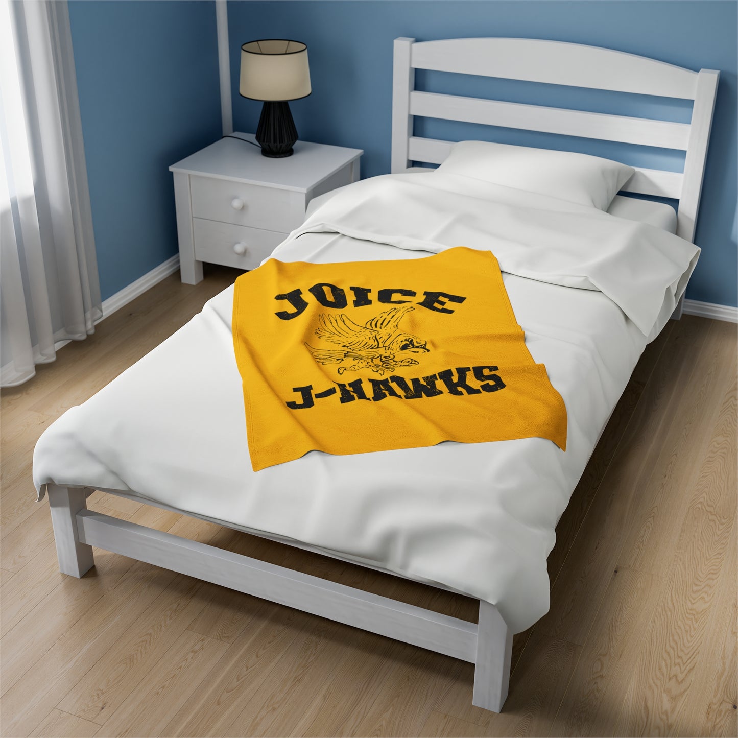 Throwback Joice J-Hawks (worn black design) on Velveteen Plush Blanket