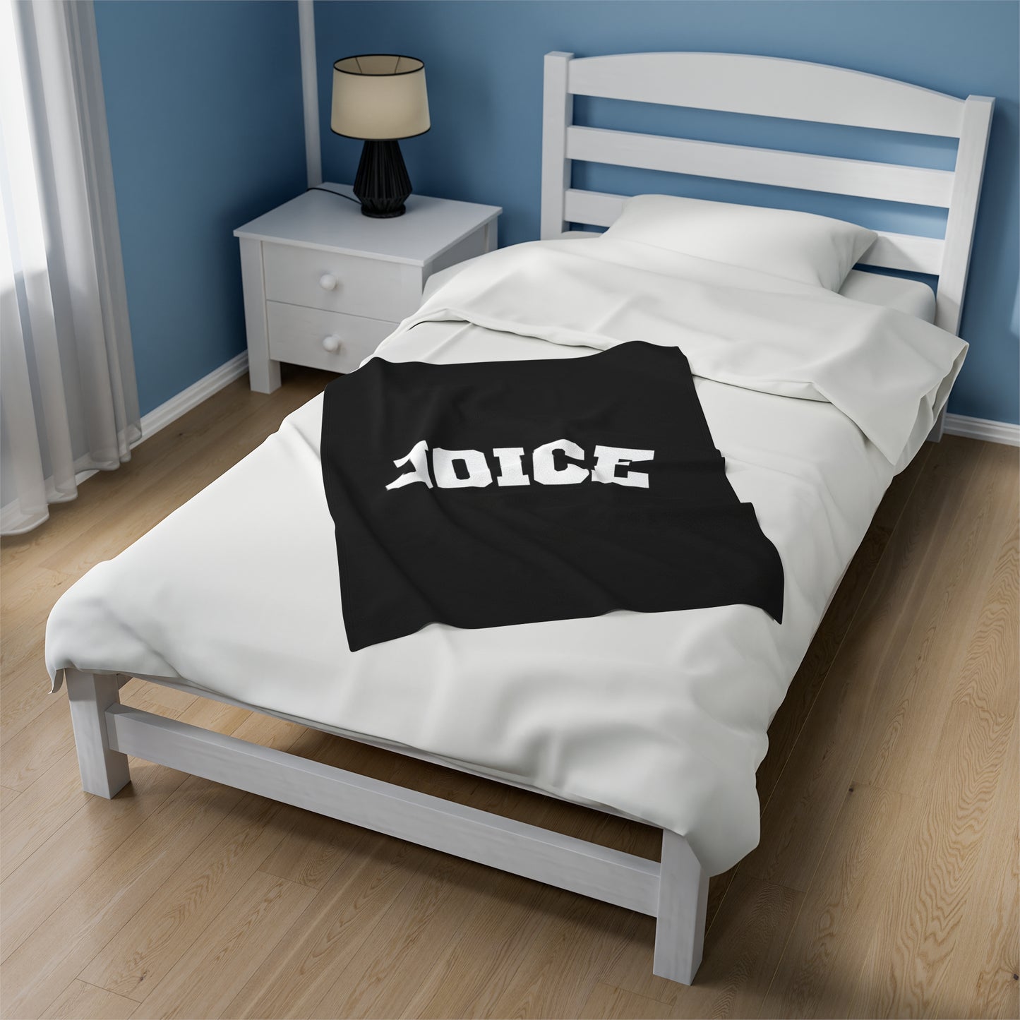 JOICE (white design) on Black Velveteen Plush Blanket