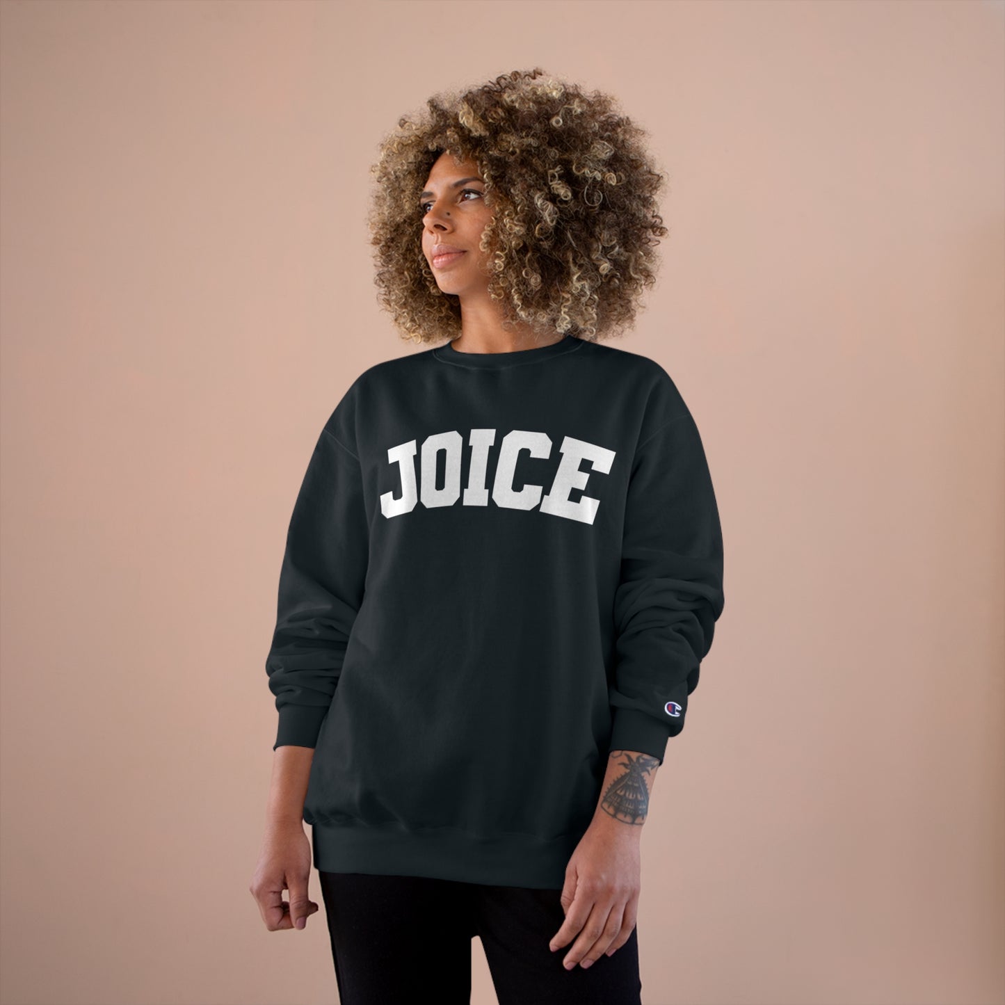 JOICE (white design) on Champion Sweatshirt