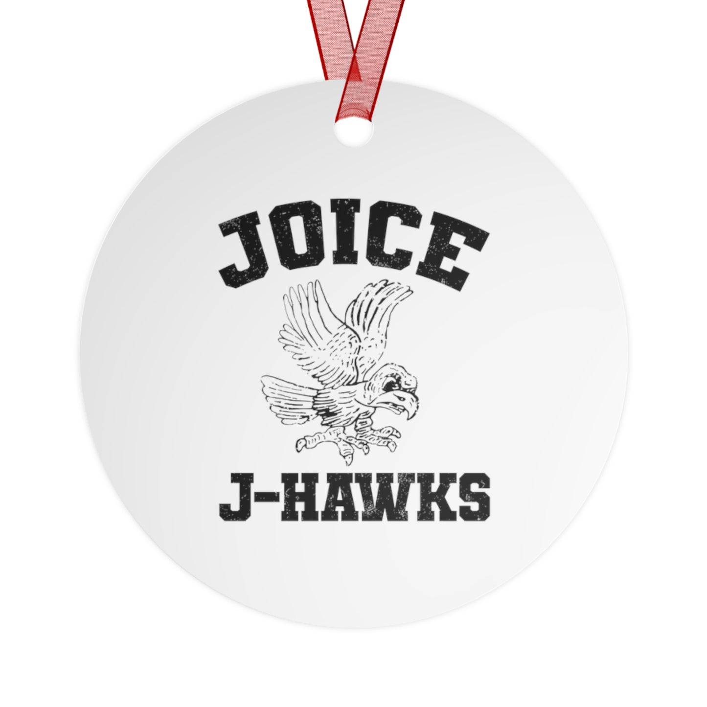 Throwback Joice J-Hawk (worn black design) on Metal Ornaments