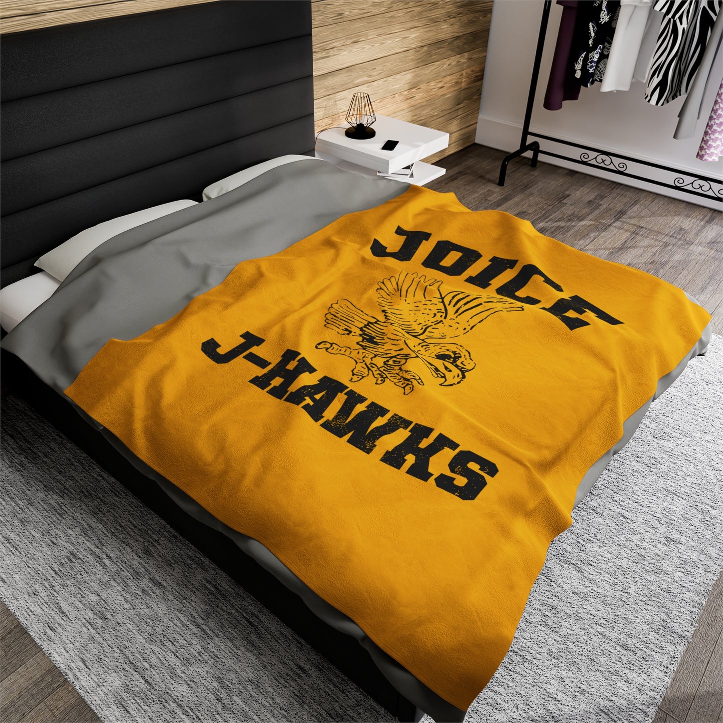 Throwback Joice J-Hawks (worn black design) on Velveteen Plush Blanket