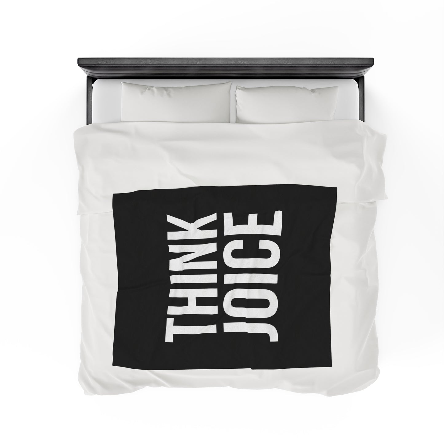 Think Joice (white design) on Black Velveteen Plush Blanket