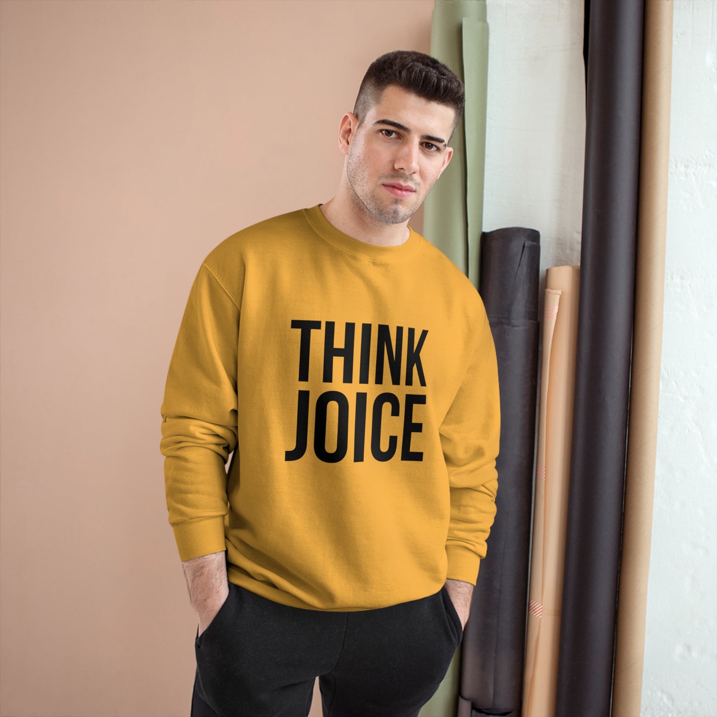 Think Joice (black design) on Champion Sweatshirt