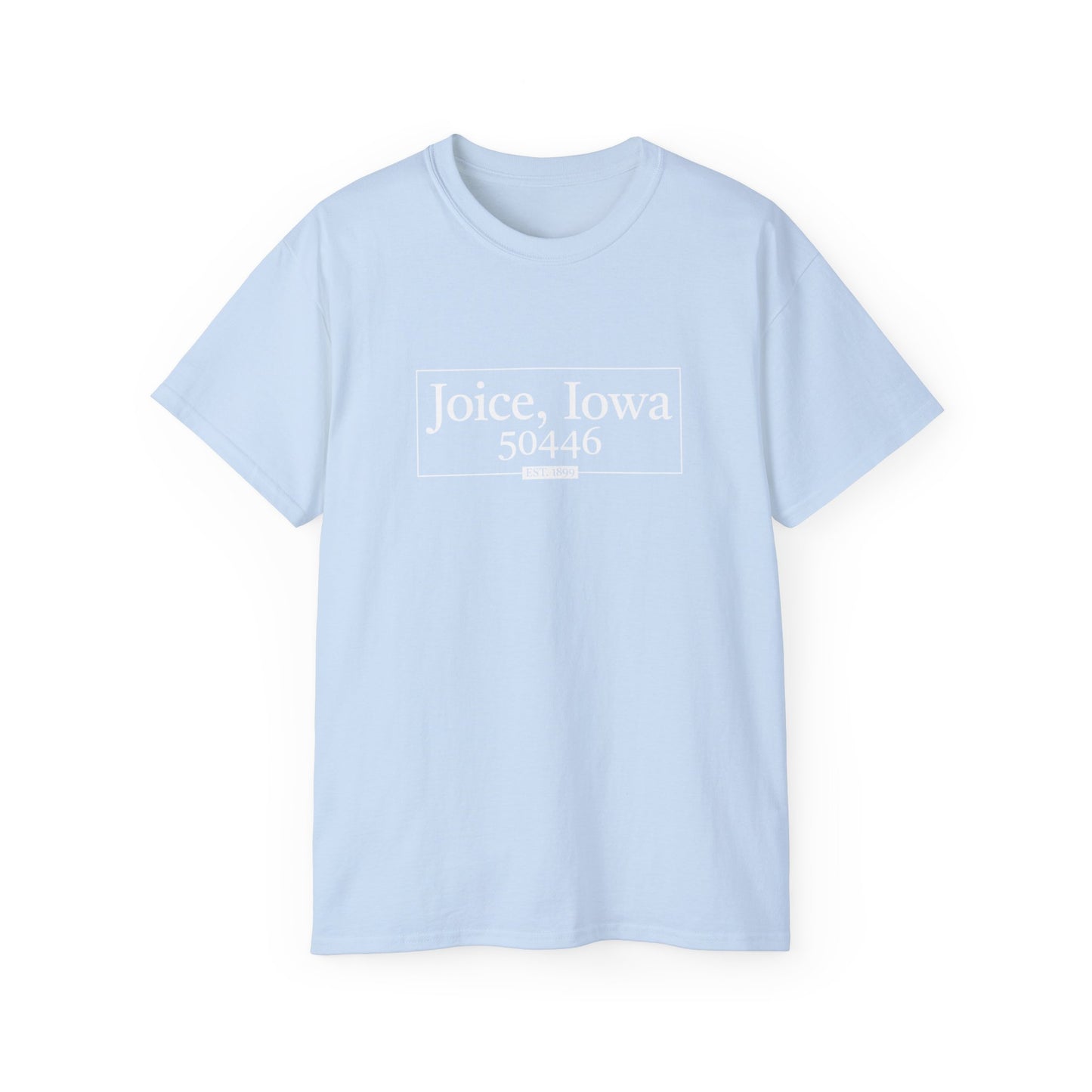 Joice, Iowa Est. 1899 Boxed (White Design) on Unisex Ultra Cotton Short Sleeve Tee