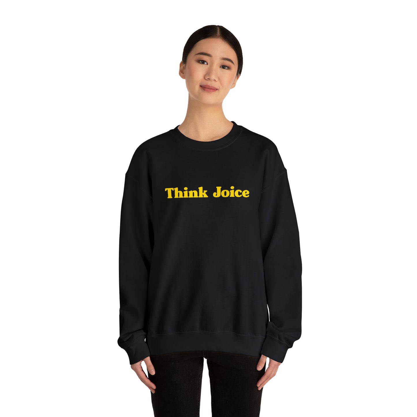 Think Joice Retro (yellow design) on Unisex Heavy Blend™ Crewneck Sweatshirt