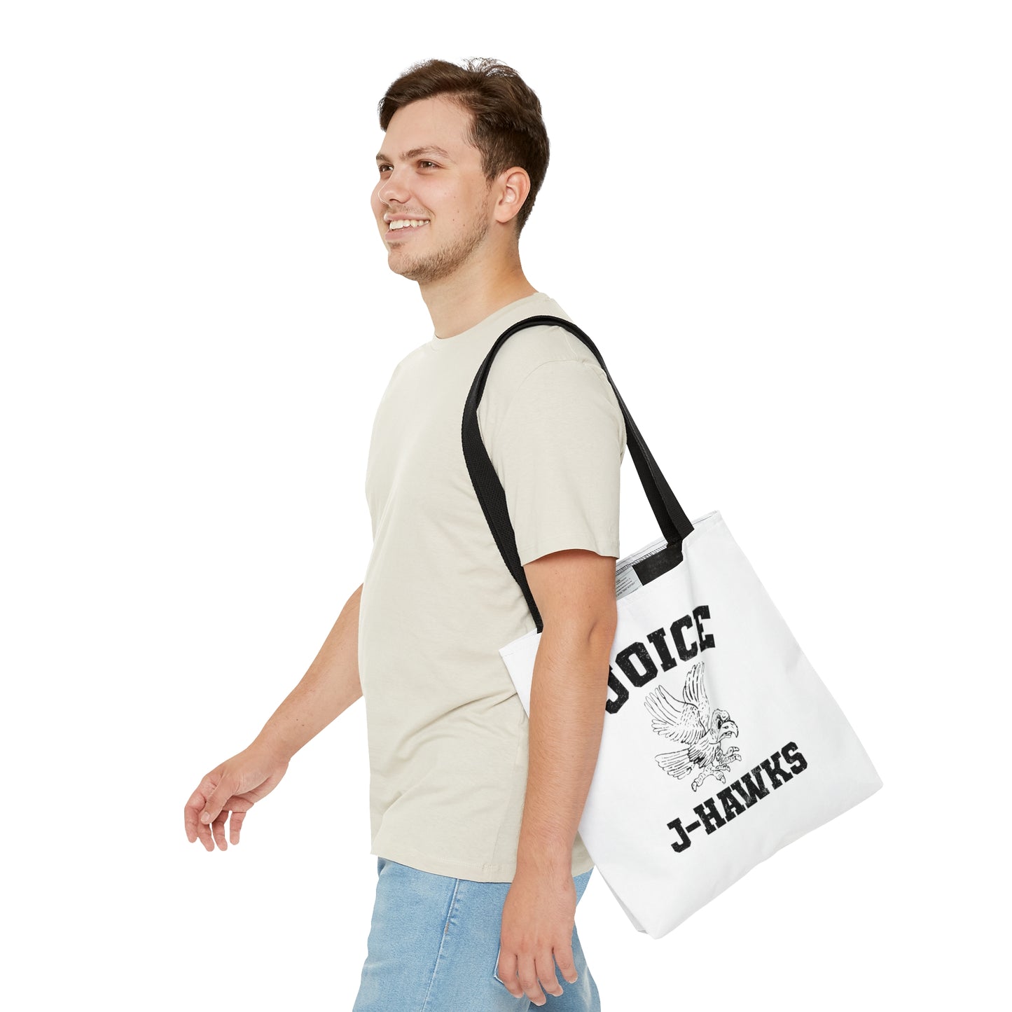 Throwback Joice J-Hawks (worn black design) on White Tote Bag