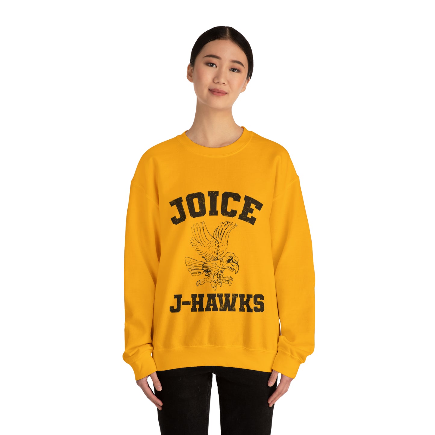 Throwback Joice J-Hawks (worn black design) on Unisex Heavy Blend™ Crewneck Sweatshirt