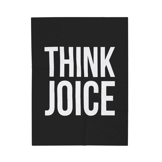 Think Joice (white design) on Black Velveteen Plush Blanket