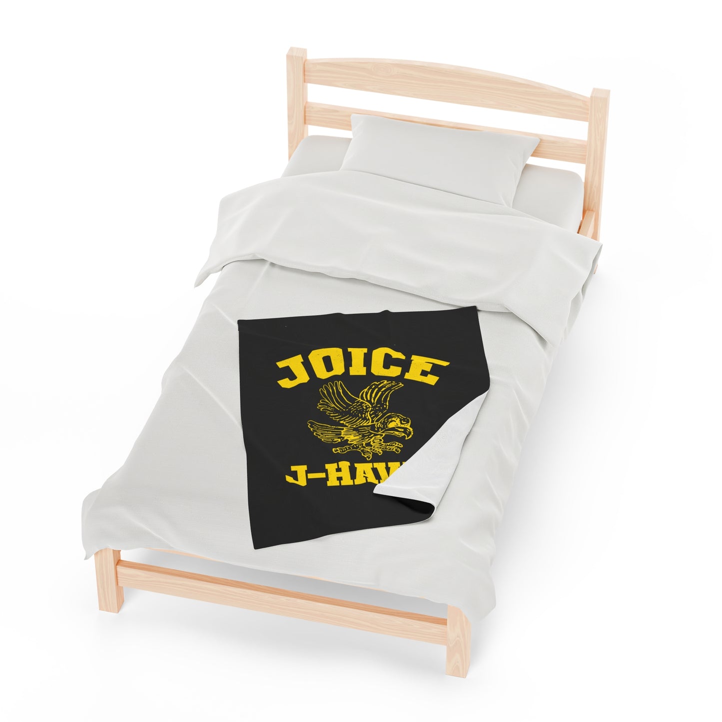 Throwback Joice J-Hawks (worn yellow design) on Black Velveteen Plush Blanket