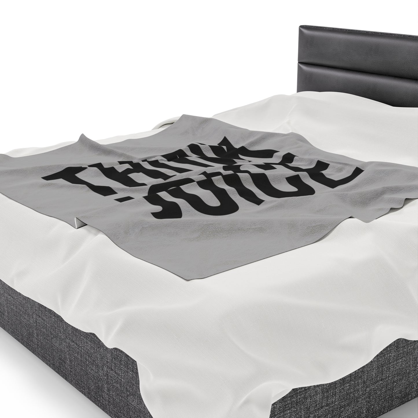 Think Joice (black design) on Light Grey Velveteen Plush Blanket