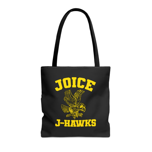 Throwback Joice J-Hawks (worn yellow design) on Black Tote Bag