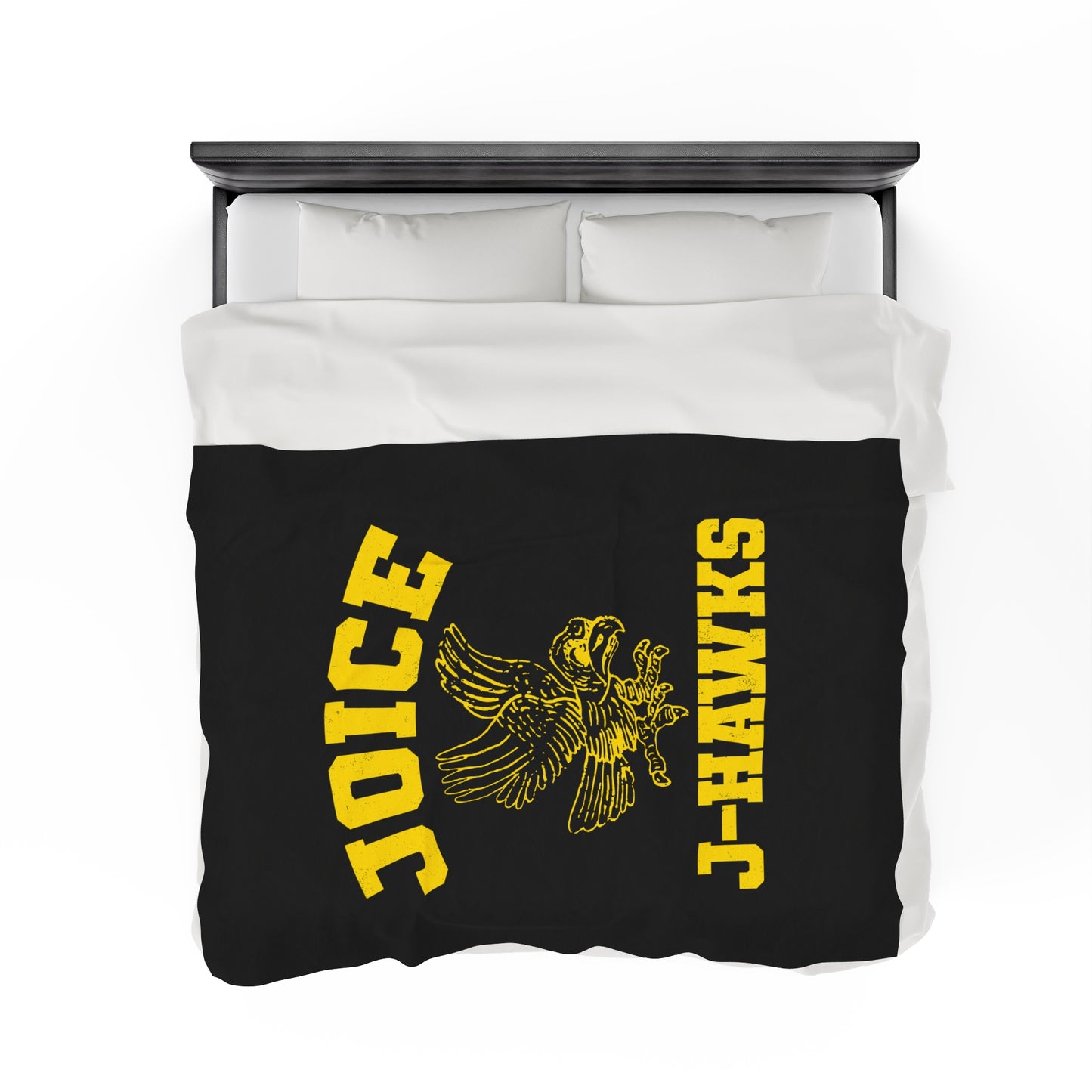 Throwback Joice J-Hawks (worn yellow design) on Black Velveteen Plush Blanket