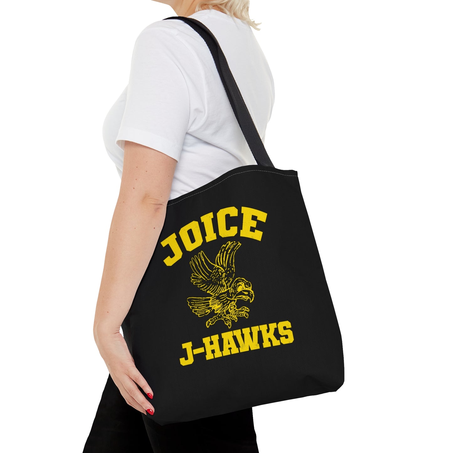 Throwback Joice J-Hawks (worn yellow design) on Black Tote Bag