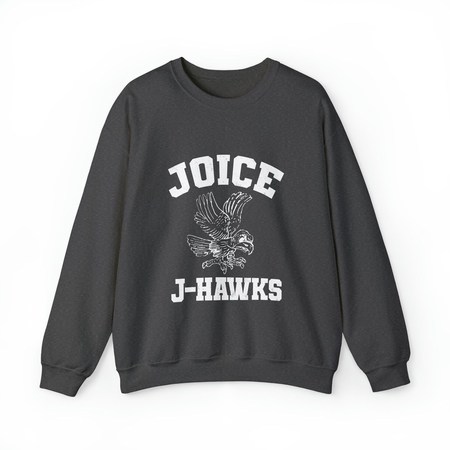 Throwback Joice J-Hawks (worn white design) on Unisex Heavy Blend™ Crewneck Sweatshirt