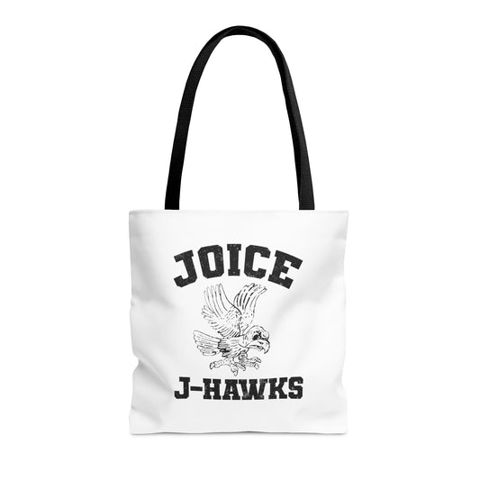 Throwback Joice J-Hawks (worn black design) on White Tote Bag