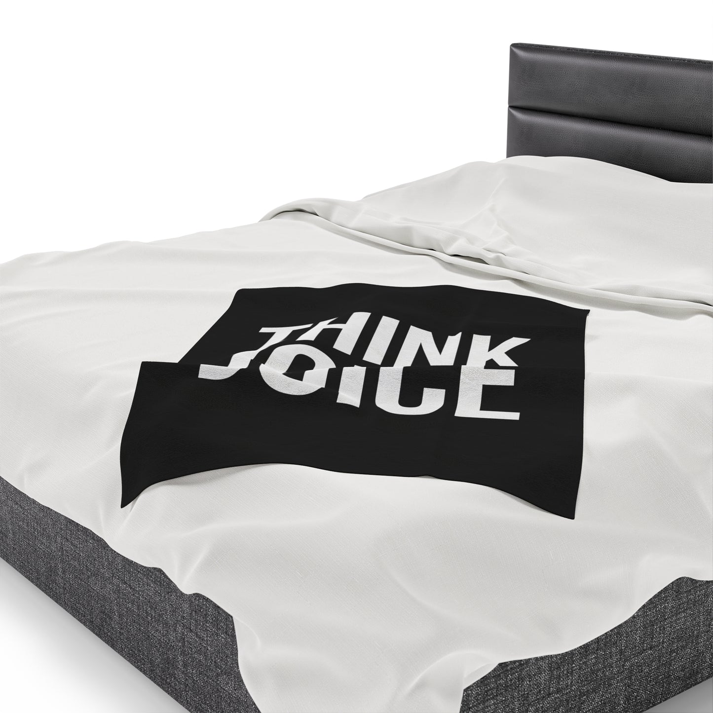 Think Joice (white design) on Black Velveteen Plush Blanket