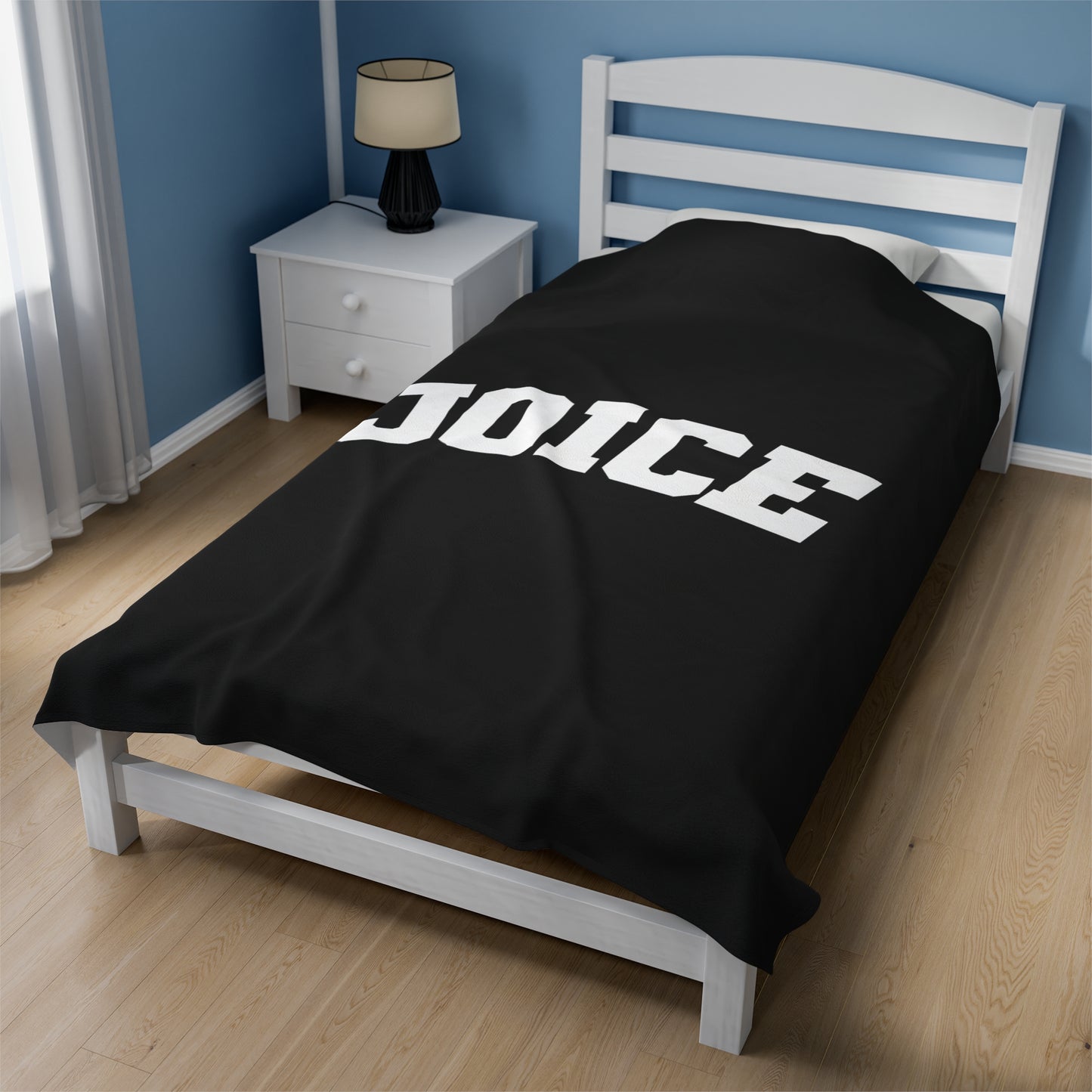 JOICE (white design) on Black Velveteen Plush Blanket