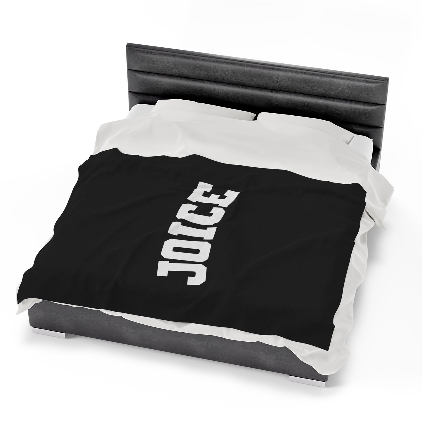 JOICE (white design) on Black Velveteen Plush Blanket