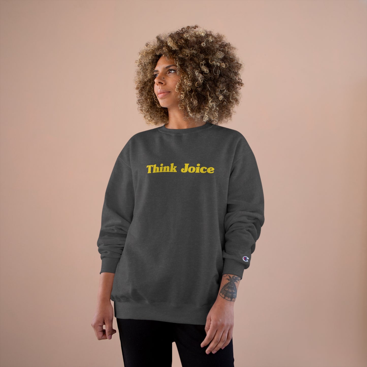 Think Joice Retro (black design) on Champion Sweatshirt