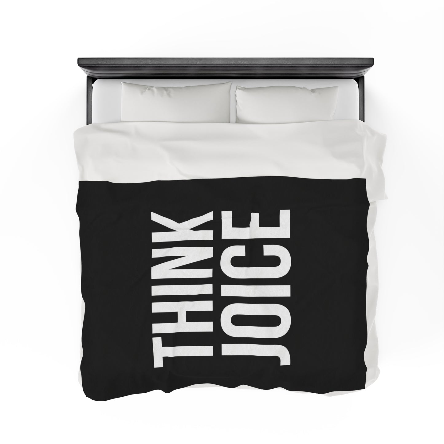 Think Joice (white design) on Black Velveteen Plush Blanket