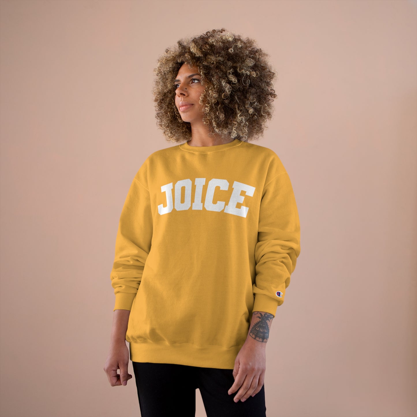 JOICE (white design) on Champion Sweatshirt