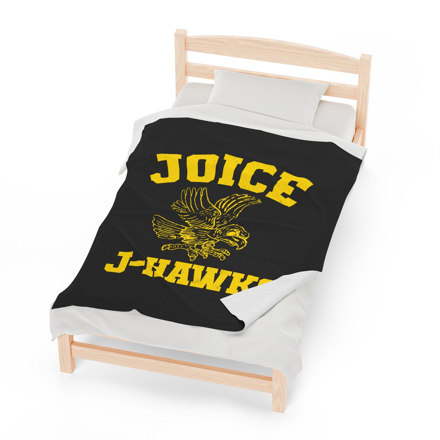 Throwback Joice J-Hawks (worn yellow design) on Black Velveteen Plush Blanket