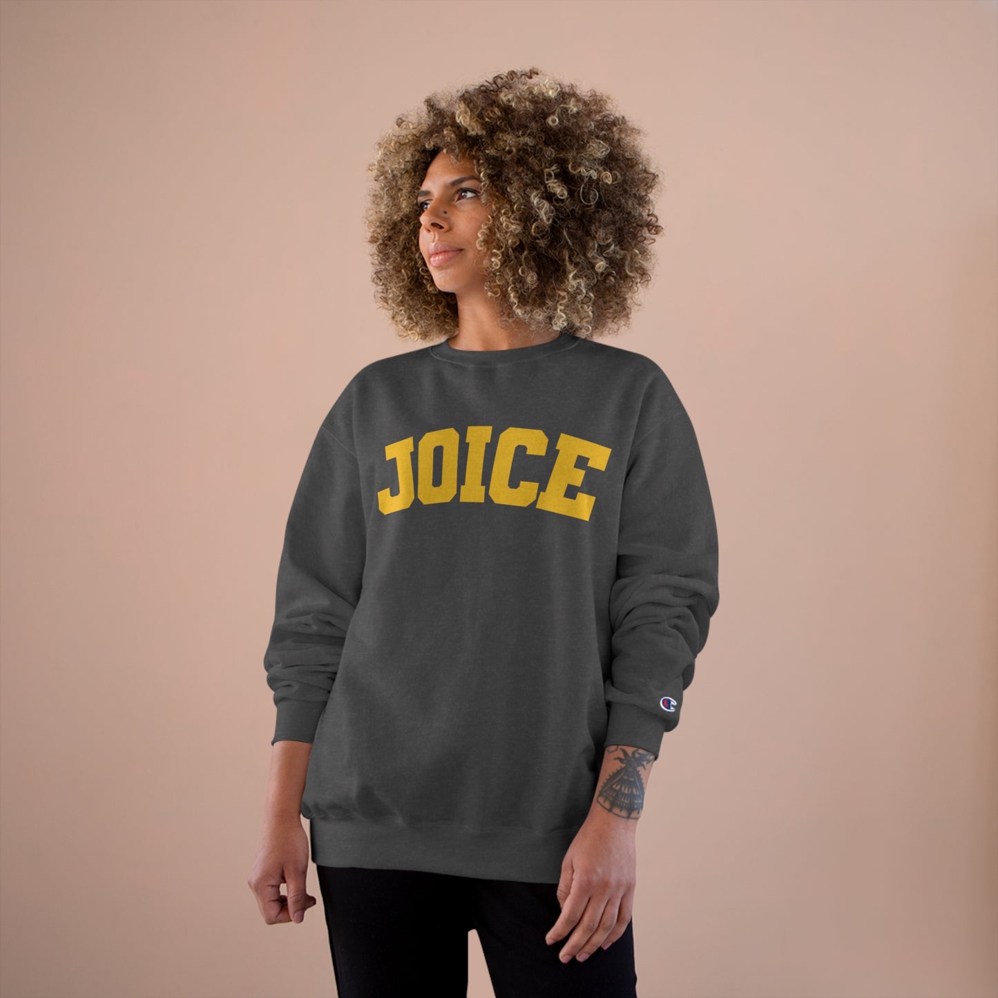 JOICE (yellow design) on Champion Sweatshirt