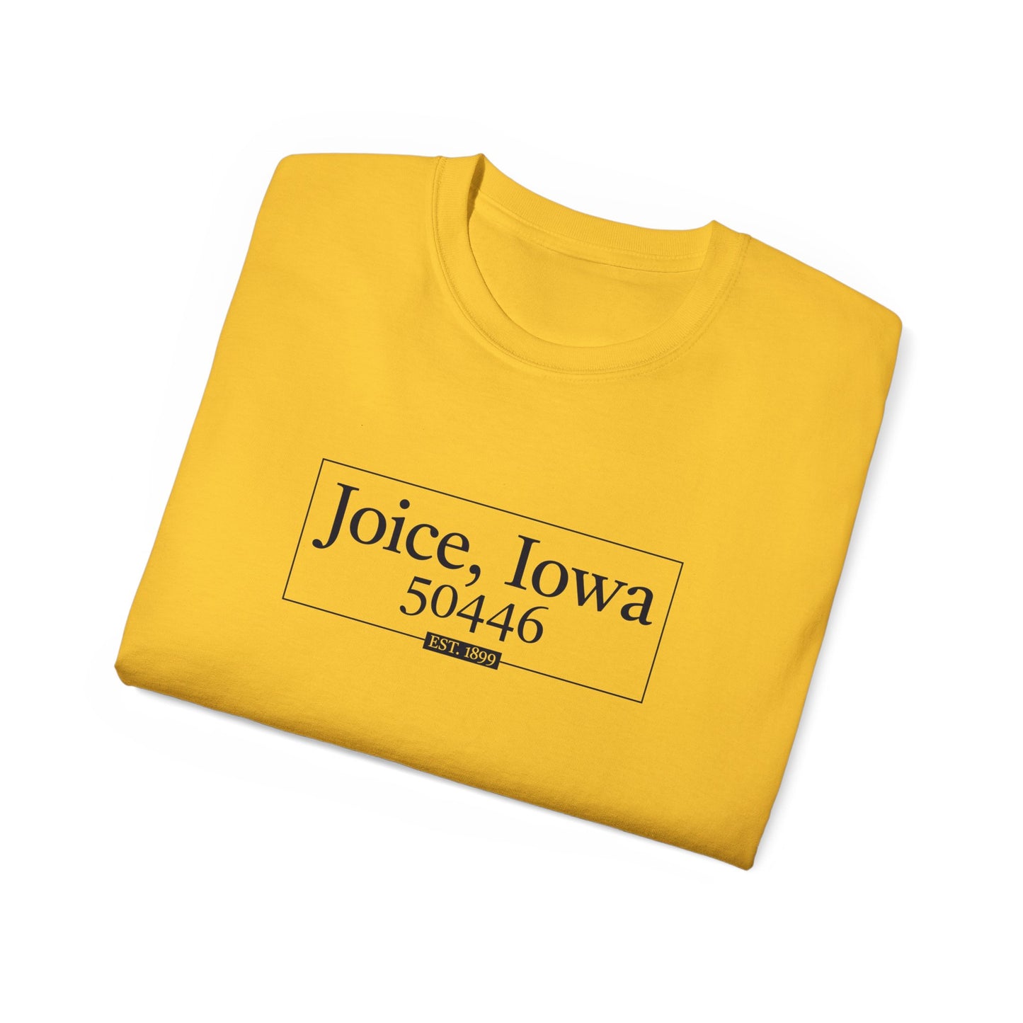 Joice, Iowa Est. 1899 Boxed (Black Design) on Unisex Ultra Cotton Short Sleeve Tee