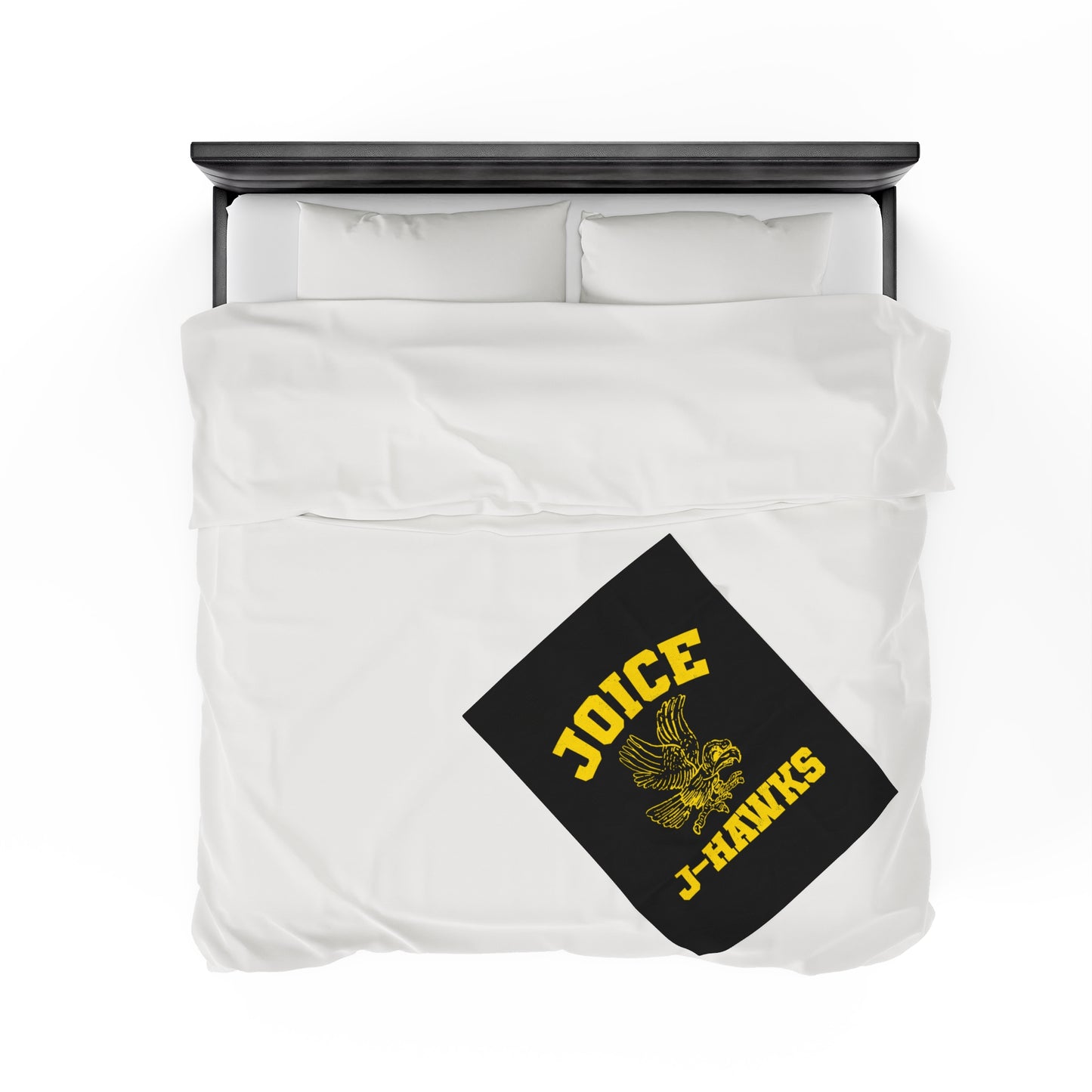 Throwback Joice J-Hawks (worn yellow design) on Black Velveteen Plush Blanket