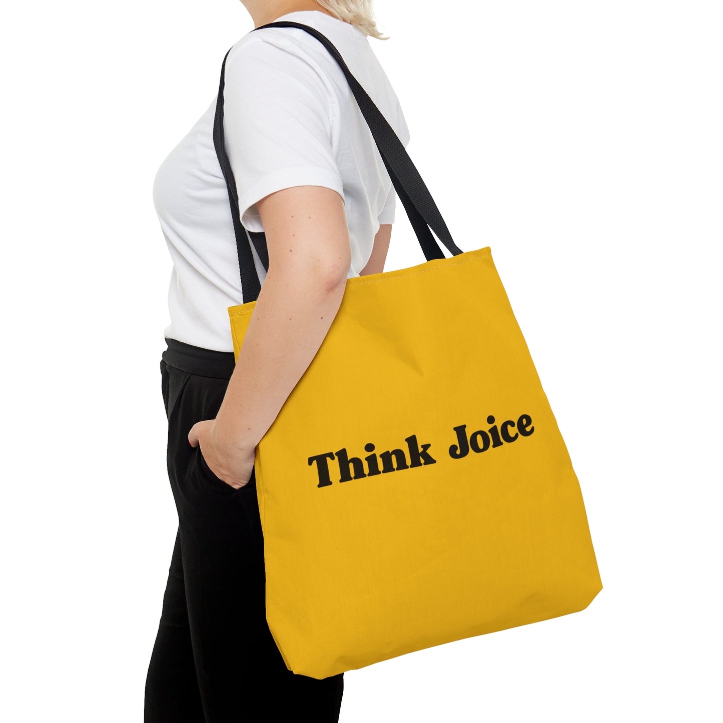 Think Joice Retro (black design) on Dark Yellow Tote Bag