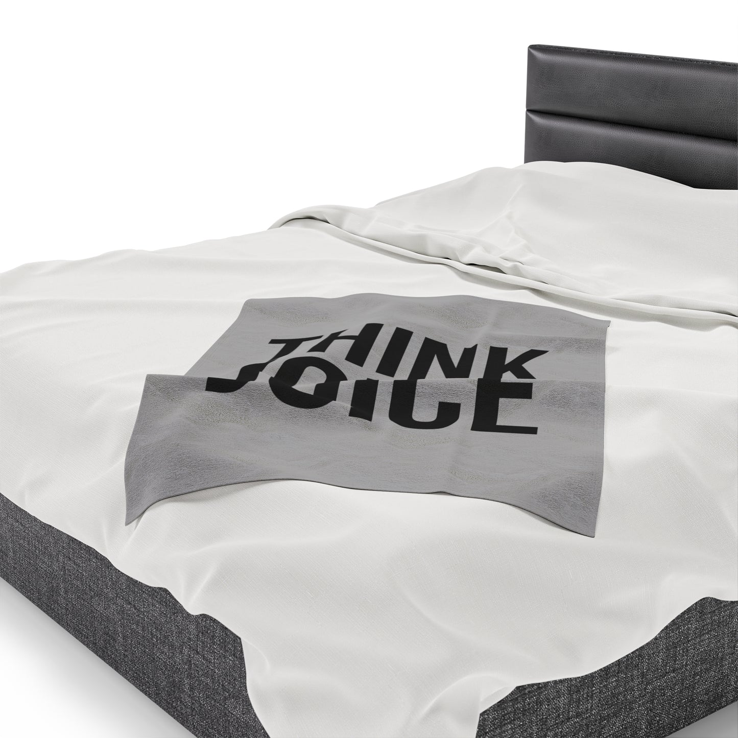 Think Joice (black design) on Light Grey Velveteen Plush Blanket