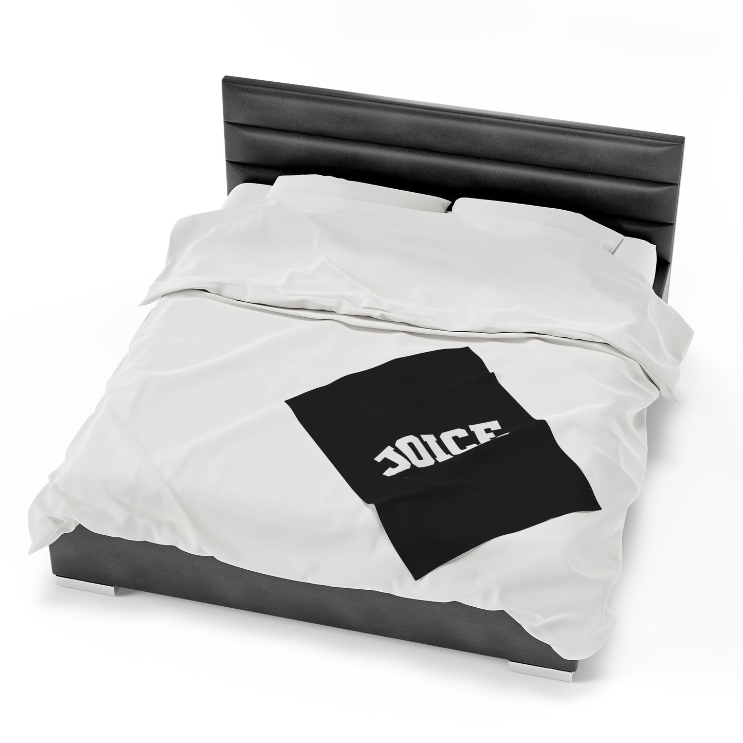 JOICE (white design) on Black Velveteen Plush Blanket