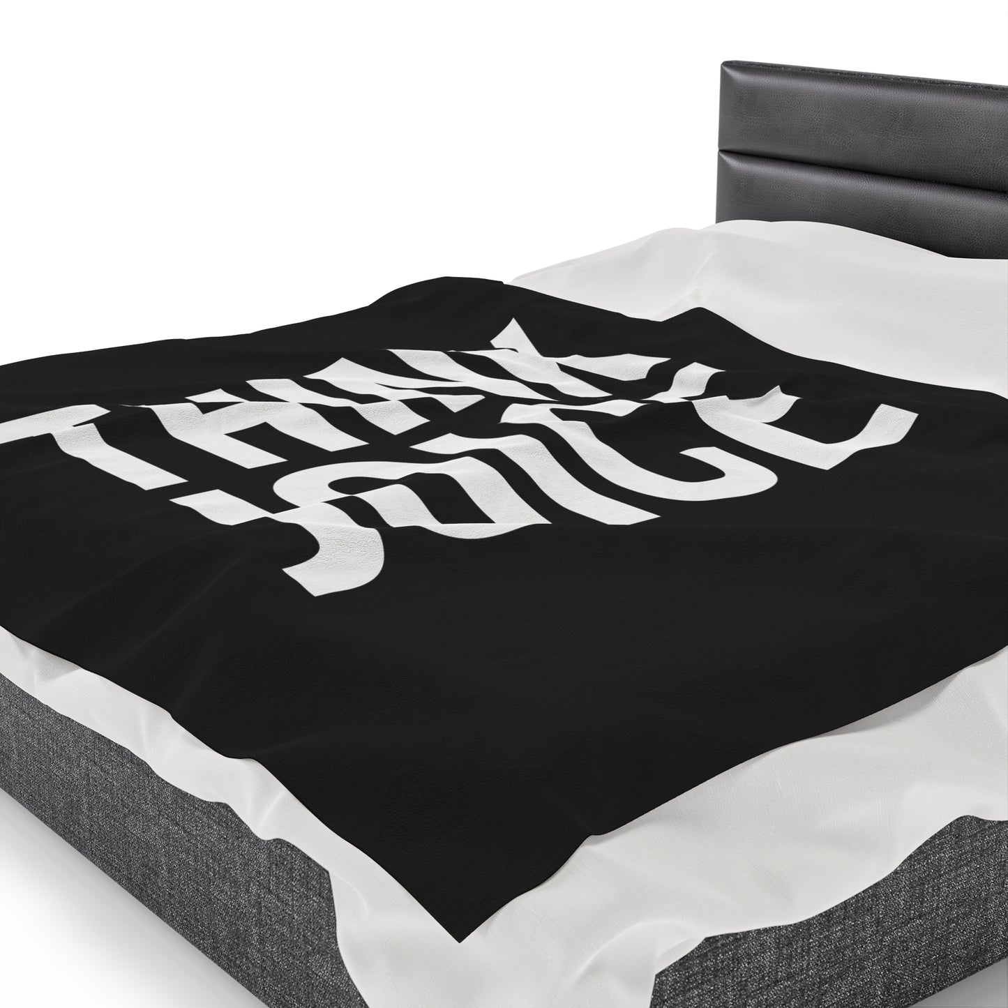 Think Joice (white design) on Black Velveteen Plush Blanket