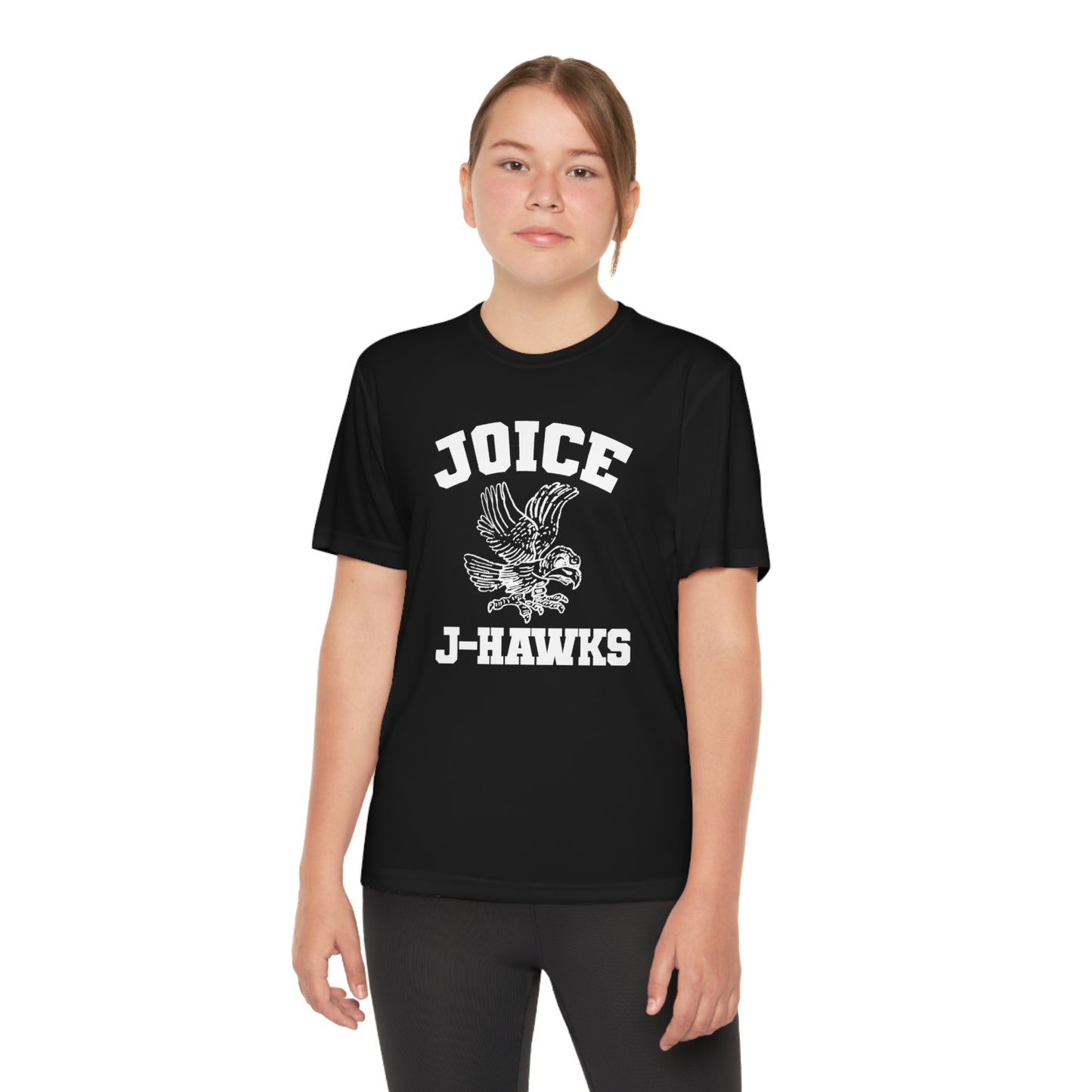 Kids' Throwback Joice J-Hawks (worn white design) onYouth Competitor Tee