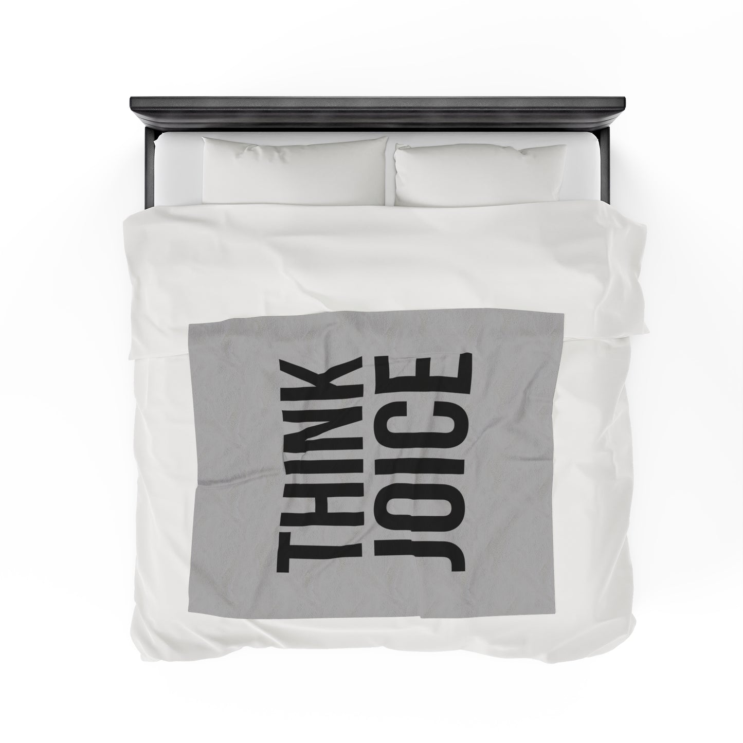 Think Joice (black design) on Light Grey Velveteen Plush Blanket