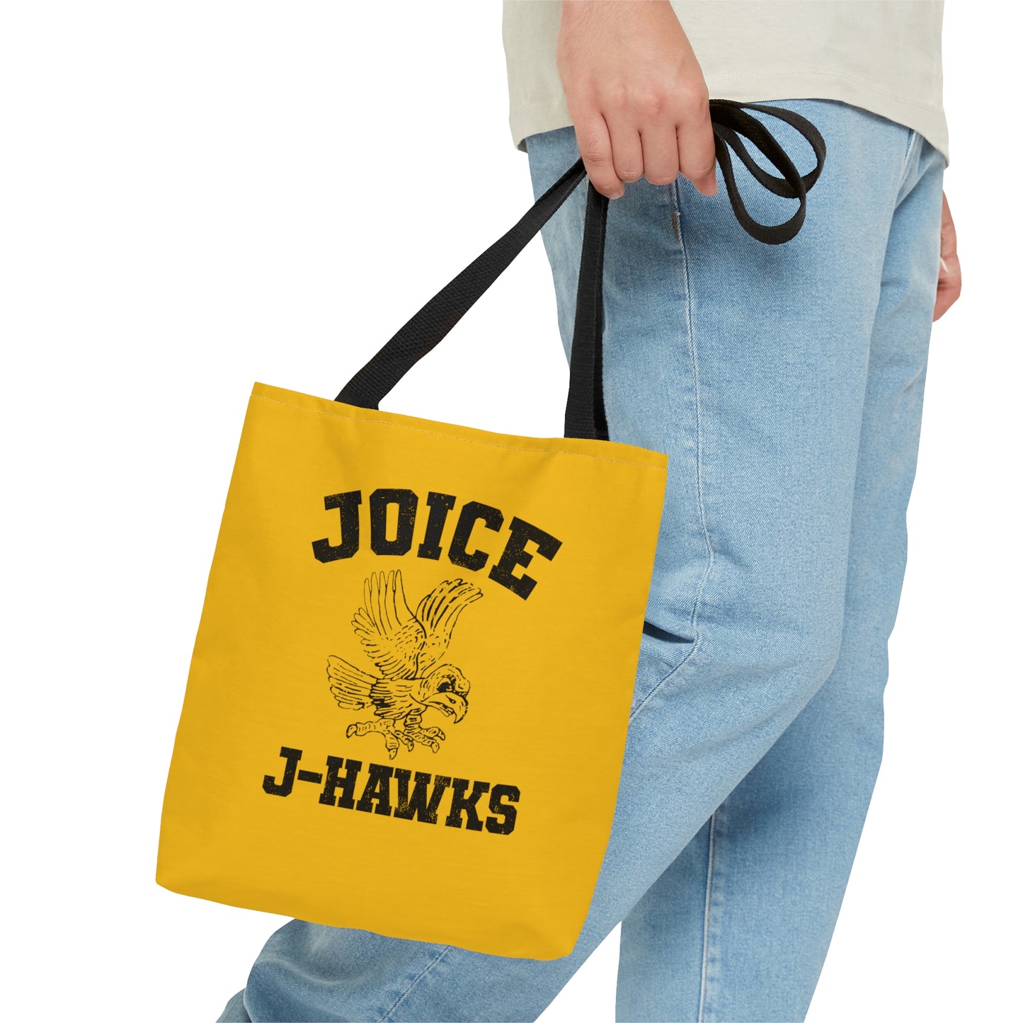 Throwback Joice J-Hawks (worn black design) on Yellow Tote Bag