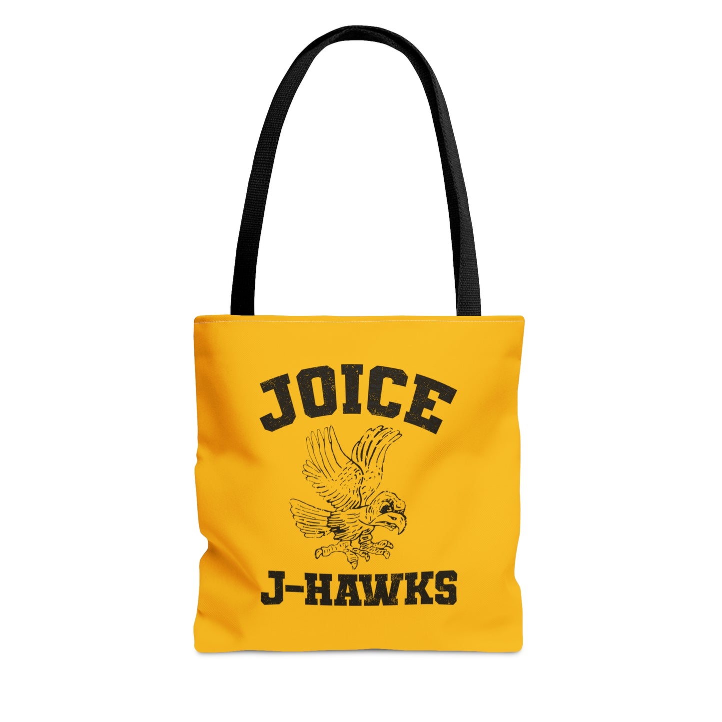 Throwback Joice J-Hawks (worn black design) on Yellow Tote Bag