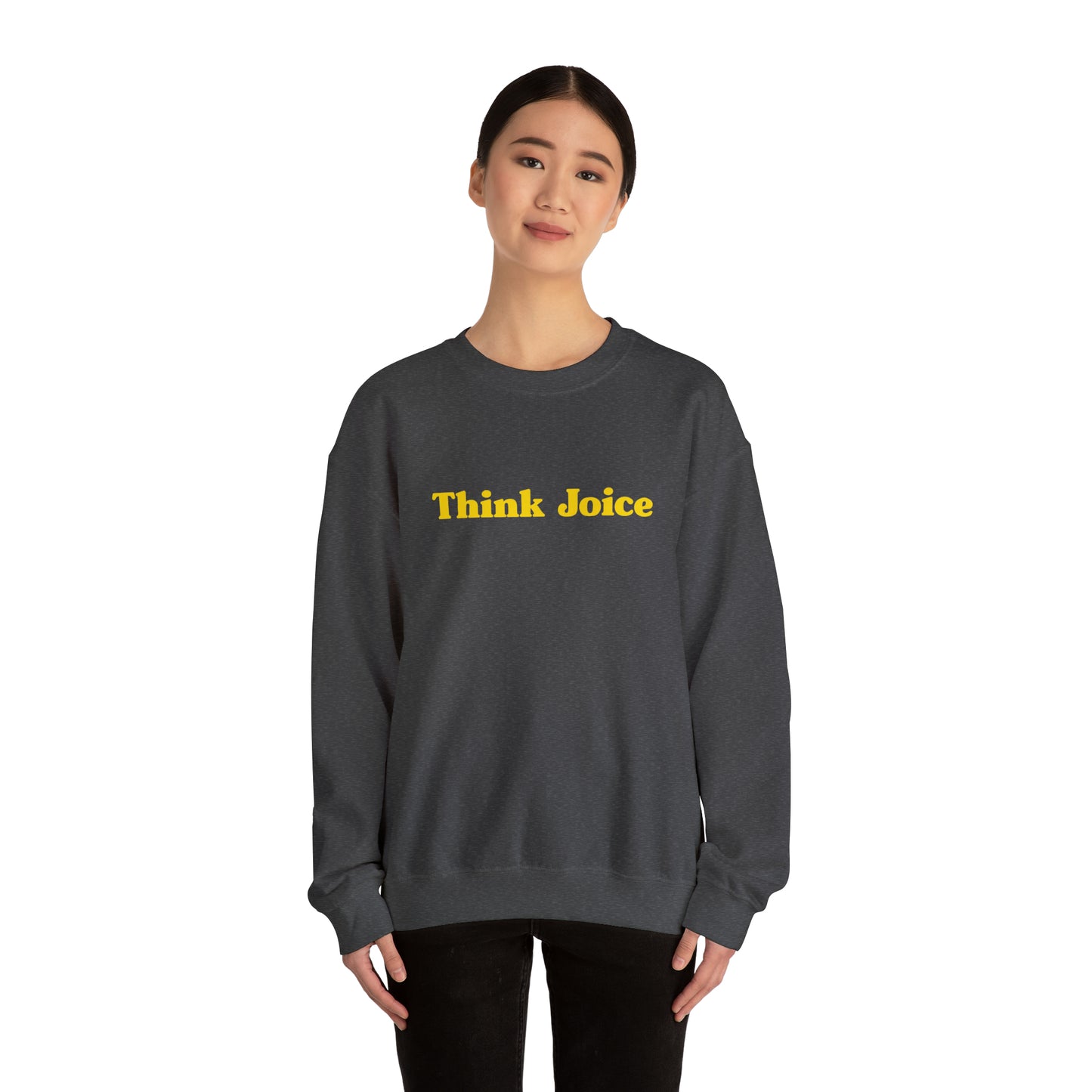 Think Joice Retro (yellow design) on Unisex Heavy Blend™ Crewneck Sweatshirt