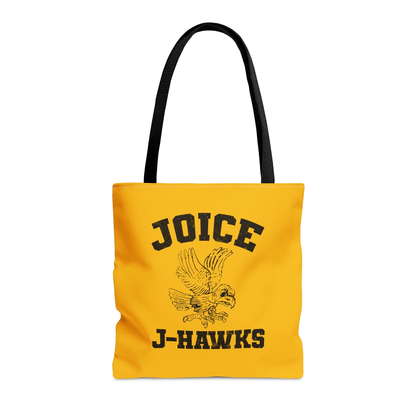 Throwback Joice J-Hawks (worn black design) on Yellow Tote Bag