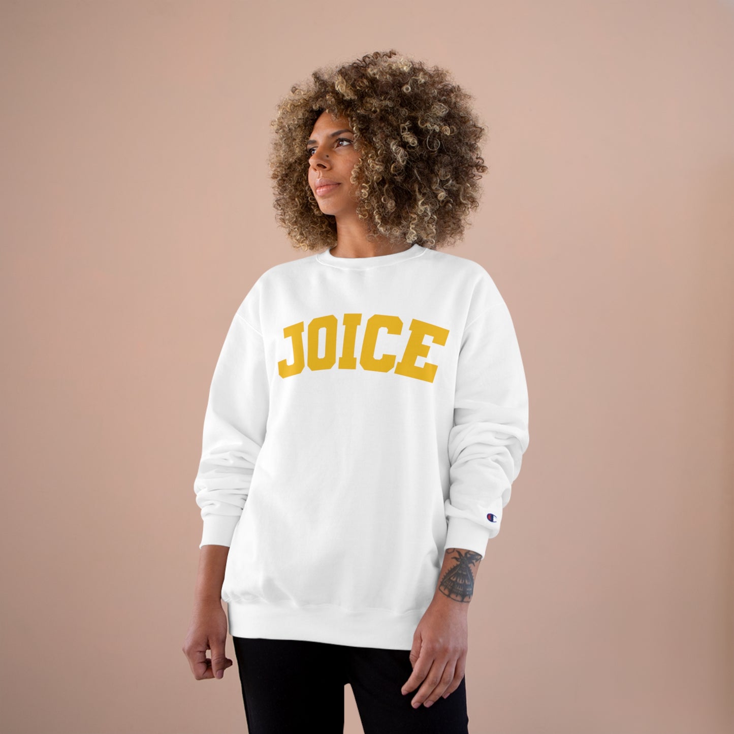 JOICE (yellow design) on Champion Sweatshirt