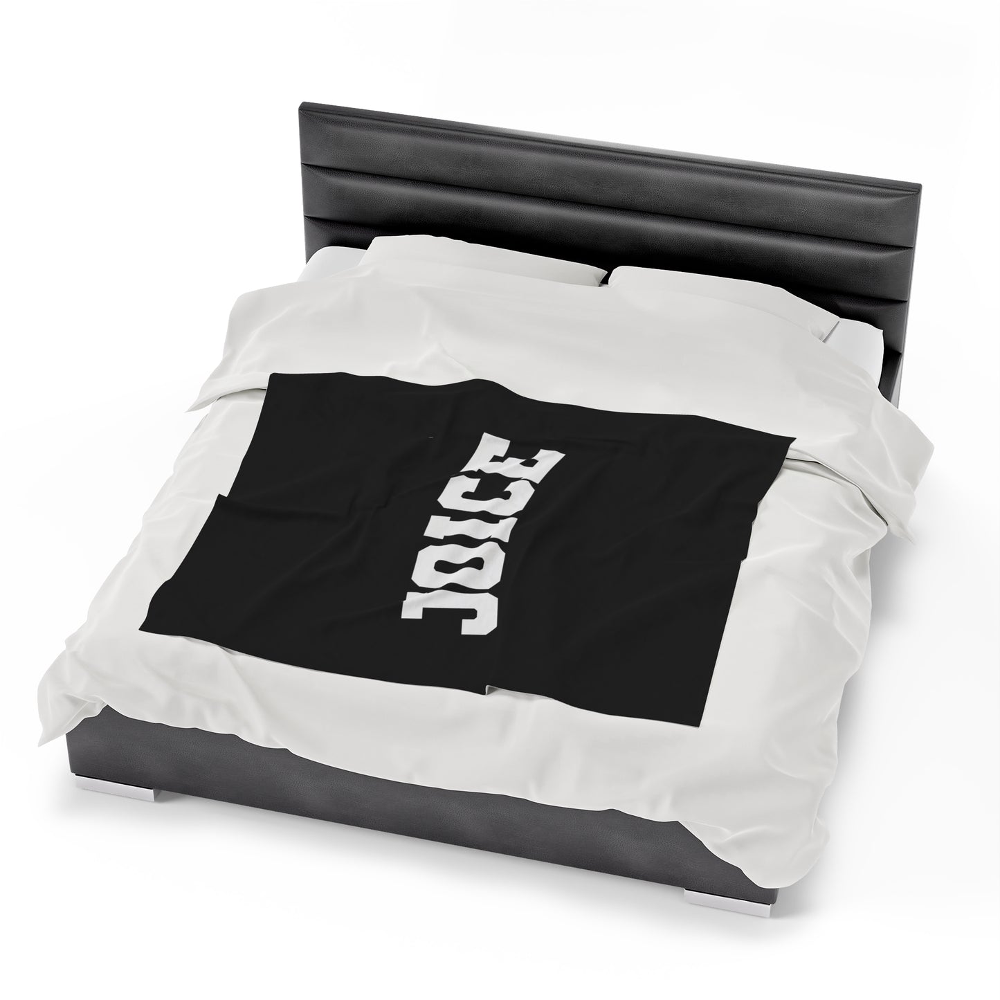 JOICE (white design) on Black Velveteen Plush Blanket