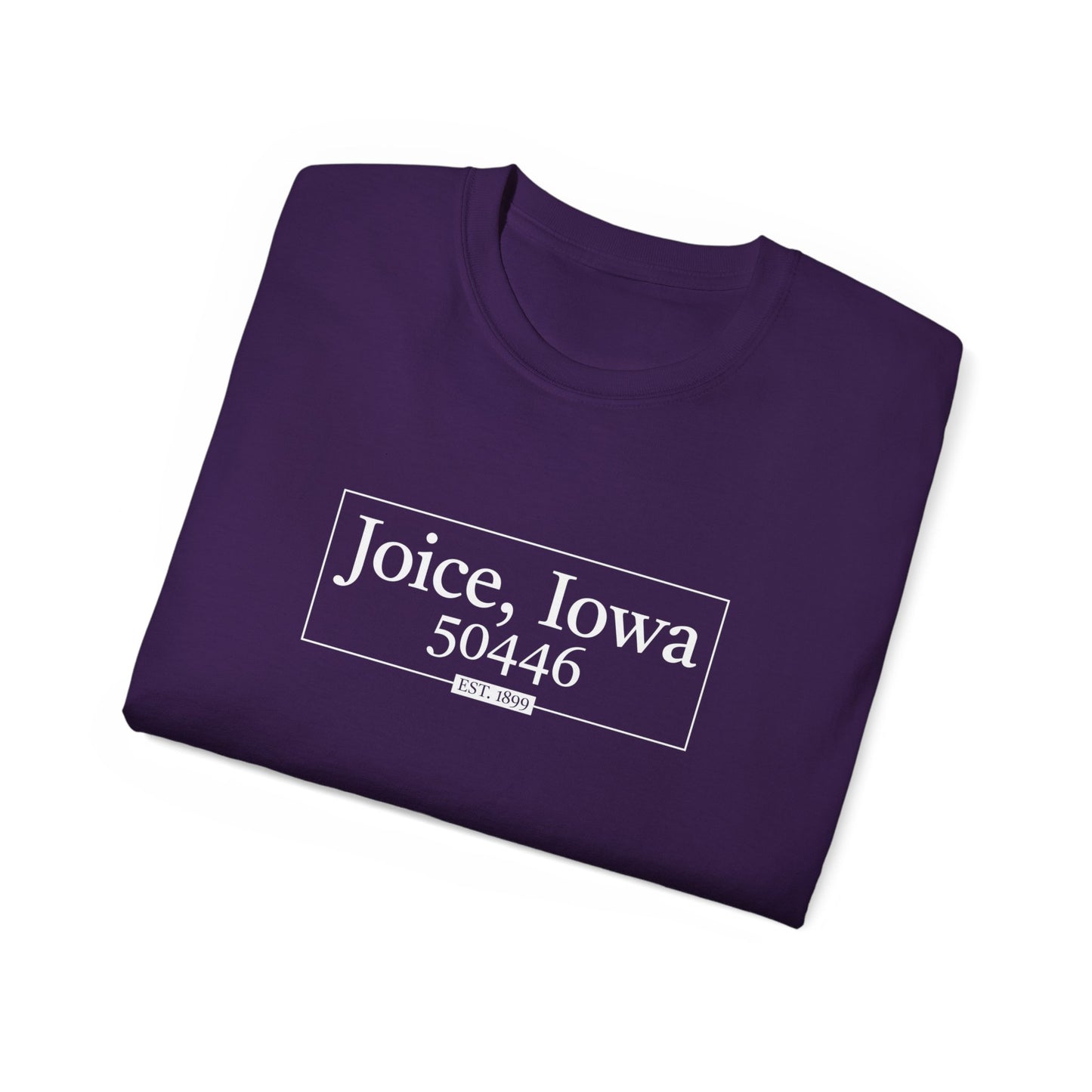 Joice, Iowa Est. 1899 Boxed (White Design) on Unisex Ultra Cotton Short Sleeve Tee