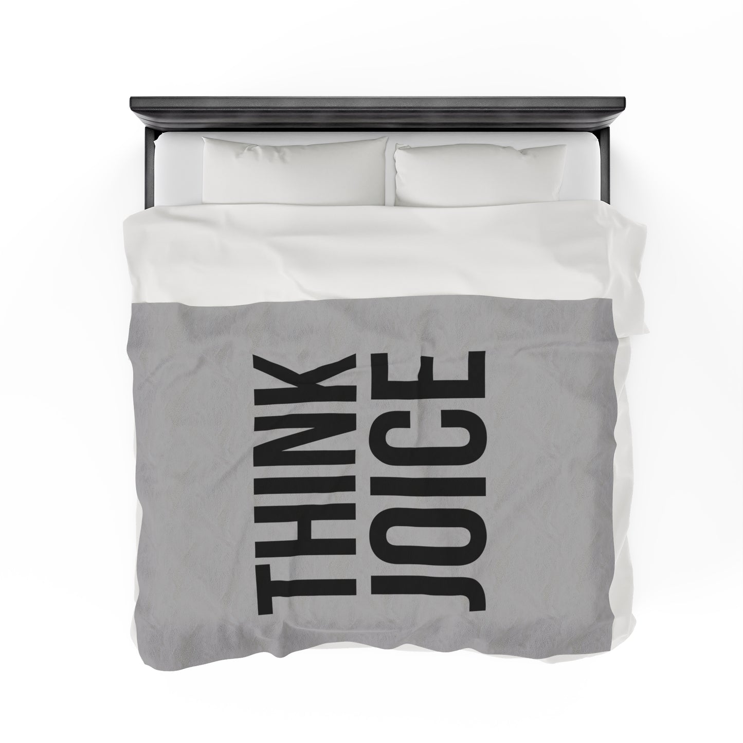 Think Joice (black design) on Light Grey Velveteen Plush Blanket