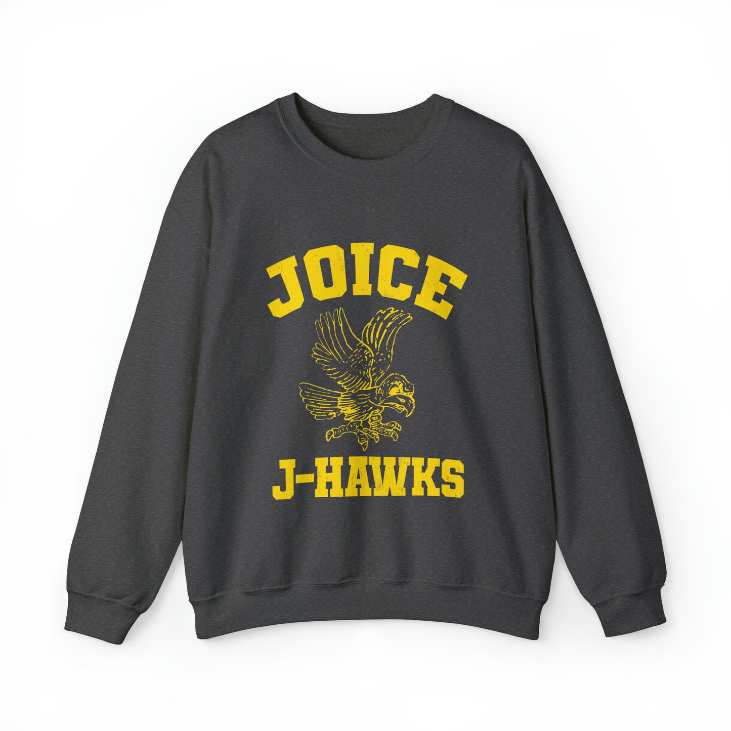 Throwback Joice J-Hawks (worn yellow design) on Unisex Heavy Blend™ Crewneck Sweatshirt