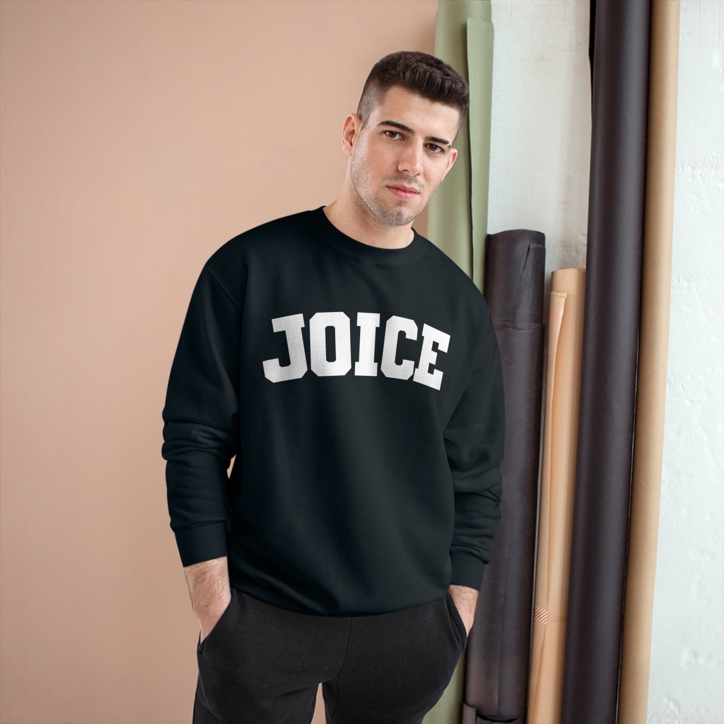 JOICE (white design) on Champion Sweatshirt